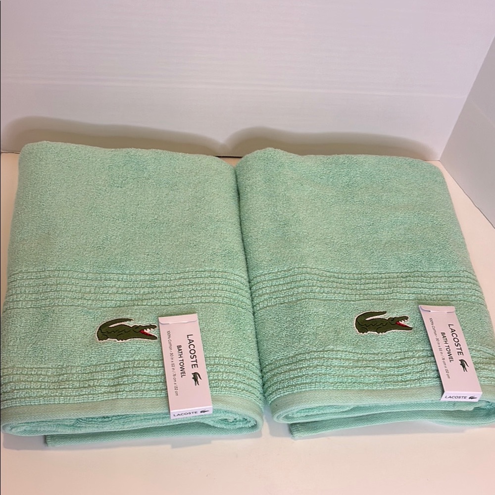 Lacoste Green Plush Bath Towels